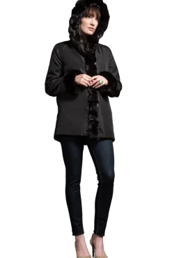 Outlet Hooded Reversible Sheared Mink and Chinchilla Fur Jacket Women Mink|Fur Jackets