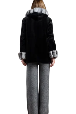 Outlet Hooded Reversible Sheared Mink and Chinchilla Fur Jacket Women Mink|Fur Jackets
