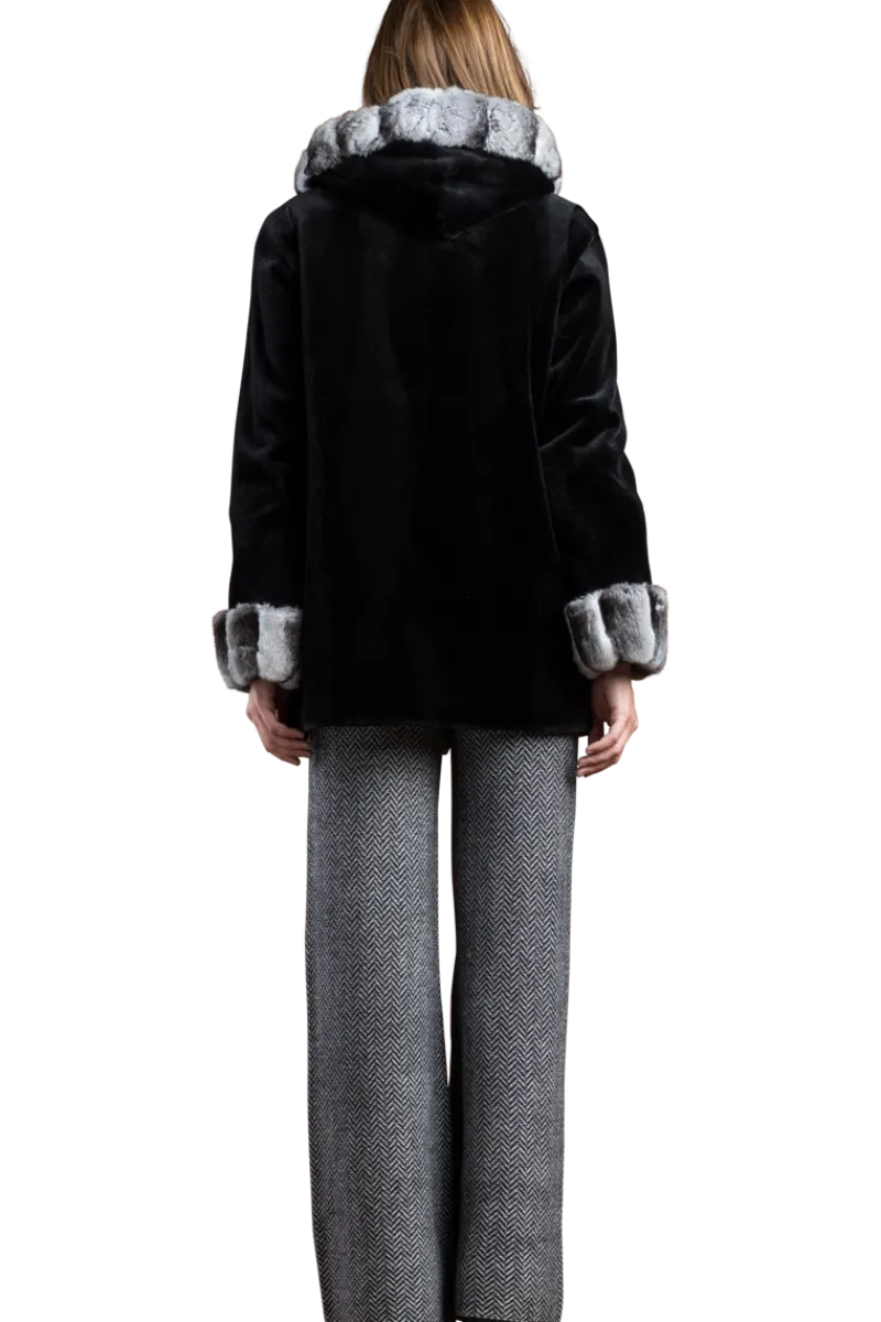 Outlet Hooded Reversible Sheared Mink and Chinchilla Fur Jacket Women Mink|Fur Jackets