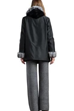 Outlet Hooded Reversible Sheared Mink and Chinchilla Fur Jacket Women Mink|Fur Jackets