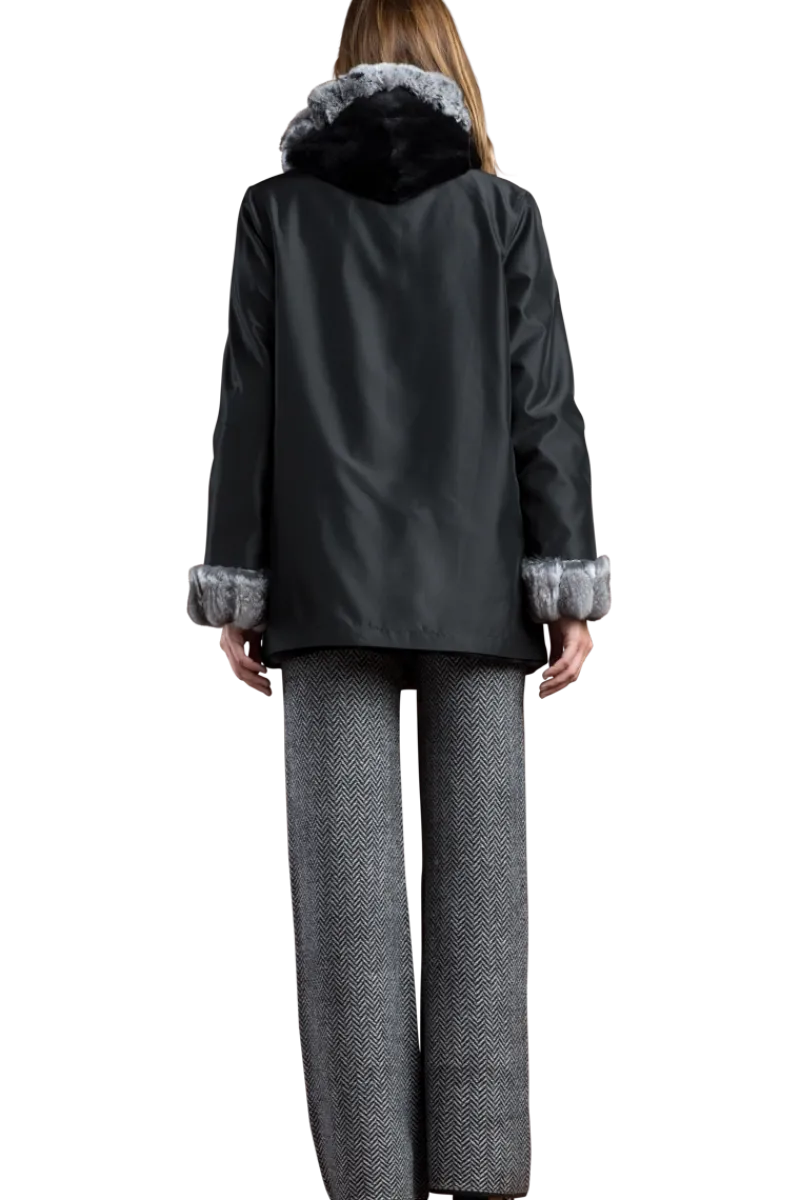 Outlet Hooded Reversible Sheared Mink and Chinchilla Fur Jacket Women Mink|Fur Jackets