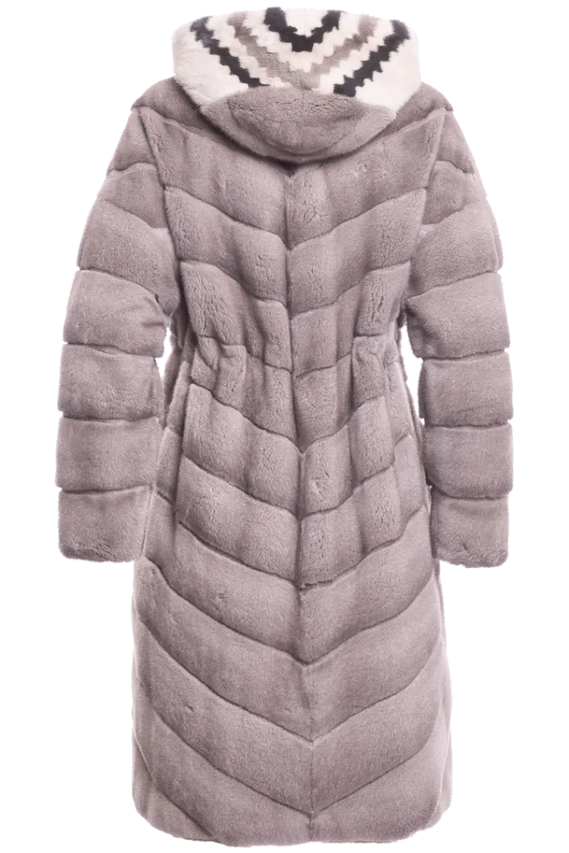 Discount Hooded Reversible & Multi-Color Tuxedo Mink Fur Coat Women Mink|Fur Coats