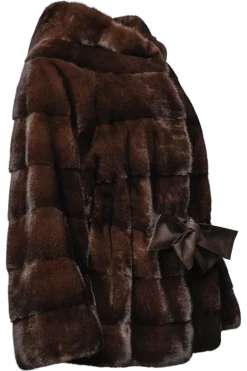 Outlet Horizontal Belted Mink Fur Jacket Women Fur Jackets