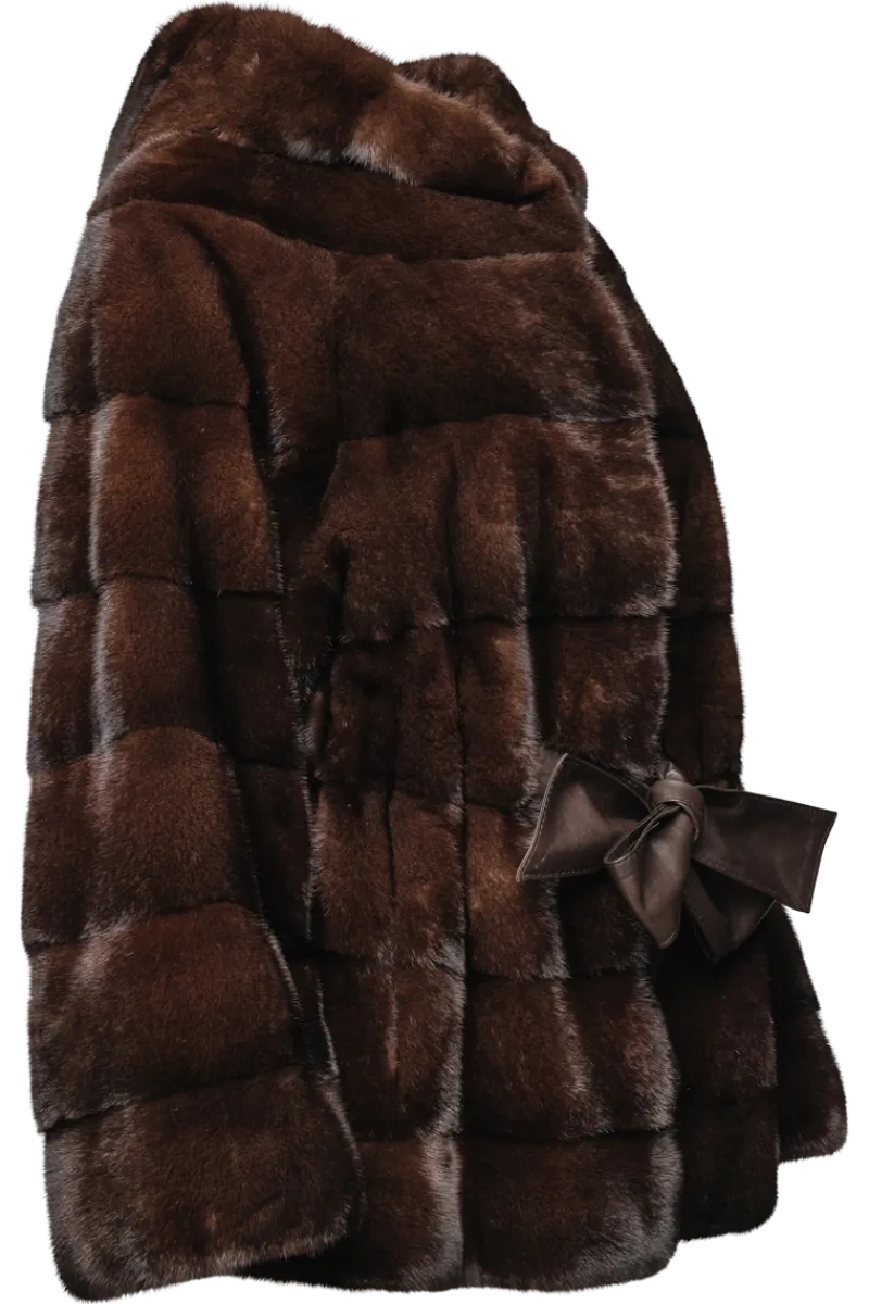 Outlet Horizontal Belted Mink Fur Jacket Women Fur Jackets