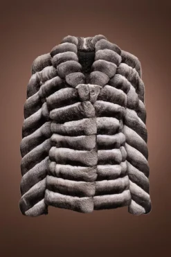 Online Horizontal Chinchilla Fur Jacket - Diagonal Sleeves Women Fur Jackets