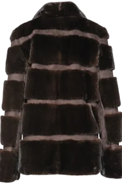 Online Horizontal Mahogany Mink Lodge Fur Jacket - Suede Inserts Women Mink|Fur Jackets