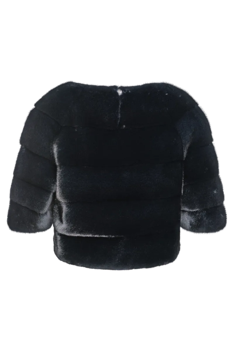 New Horizontal Solid Color Mink Fur Pull - Over - Side Zipper Women Fur Jackets|Mink