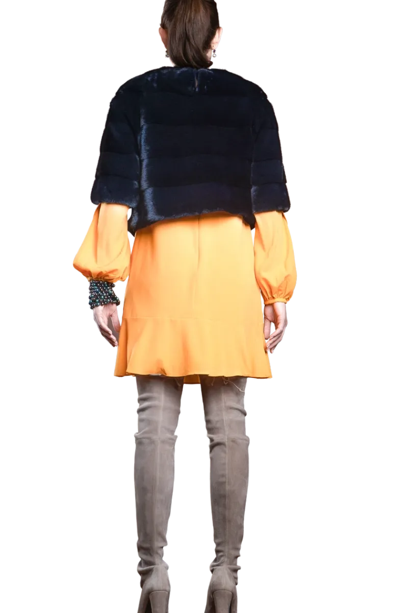 New Horizontal Solid Color Mink Fur Pull - Over - Side Zipper Women Fur Jackets|Mink