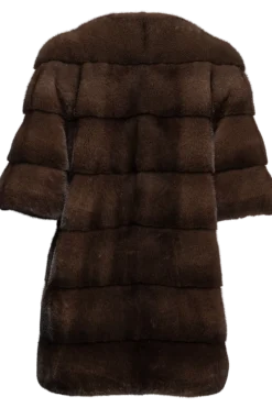 Best Horizontal Starlight Brown Mink Fur Duster - Gold Hardware Women Mink