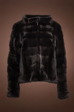 Best Horizontal Zip-Up Plucked Mink Fur Jacket Women Fur Jackets