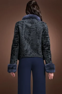 Clearance Horizontal Zip Up Sable and Karakul Fur Jacket Women Fur Jackets