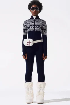 Hot Instarsia-Knit Merino Wool Jumpsuit Women Ski Layers