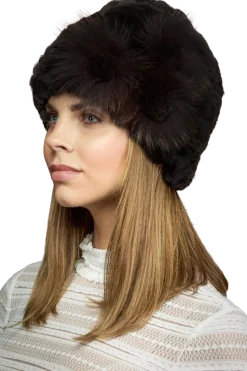 Clearance Knitted Rex Rabbit Fur Hat-Flower Detail Women Rex Rabbit|Hats