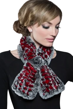 Best Knitted Rex Rabbit Pull-Though Scarves-Flower Detail Women Scarves|Rex Rabbit