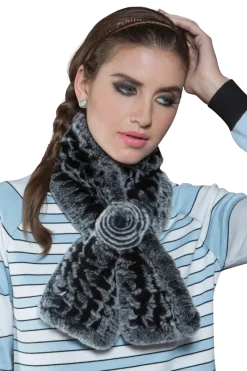 Best Knitted Rex Rabbit Pull-Though Scarves-Flower Detail Women Scarves|Rex Rabbit
