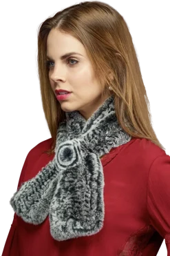Best Knitted Rex Rabbit Pull-Though Scarves-Flower Detail Women Scarves|Rex Rabbit