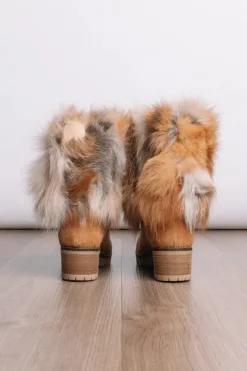 Clearance Lace-Up Adjustable Cuff - Fox & Suede Fur Boots Women Fox|Boots & Handbags