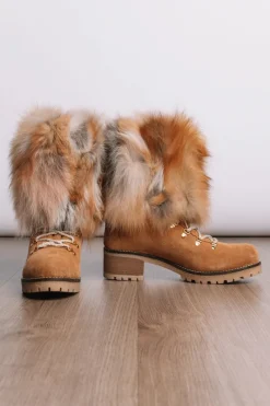 Clearance Lace-Up Adjustable Cuff - Fox & Suede Fur Boots Women Fox|Boots & Handbags