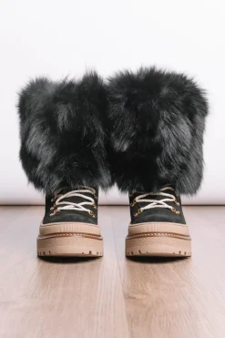Clearance Lace-Up Adjustable Cuff - Fox & Suede Fur Boots Women Fox|Boots & Handbags