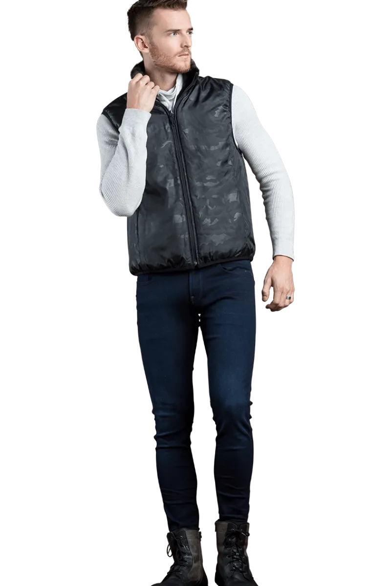 Clearance Men's 2 in 1 Camo Print Hooded Shell Jacket-Reversible Zip-Out Black Plucked Mink Fur Vest Women Furs And Shearlings|Mink