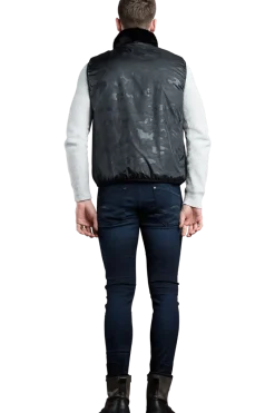 Clearance Men's 2 in 1 Camo Print Hooded Shell Jacket-Reversible Zip-Out Black Plucked Mink Fur Vest Women Furs And Shearlings|Mink
