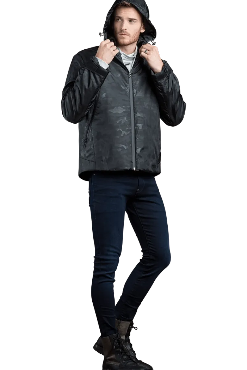 Clearance Men's 2 in 1 Camo Print Hooded Shell Jacket-Reversible Zip-Out Black Plucked Mink Fur Vest Women Furs And Shearlings|Mink