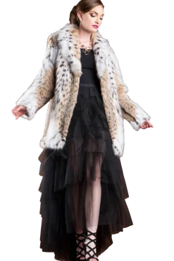 Hot Natural Classic American Lynx Fur Jacket Women Lynx|Fur Jackets