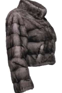 Discount Natural Dark Blue Iris Mink Fur Bolero Jacket Women Fur Jackets