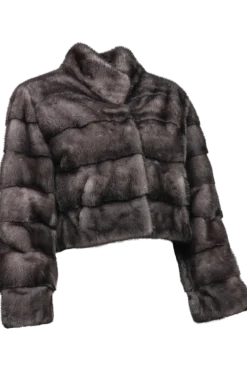 Discount Natural Dark Blue Iris Mink Fur Bolero Jacket Women Fur Jackets