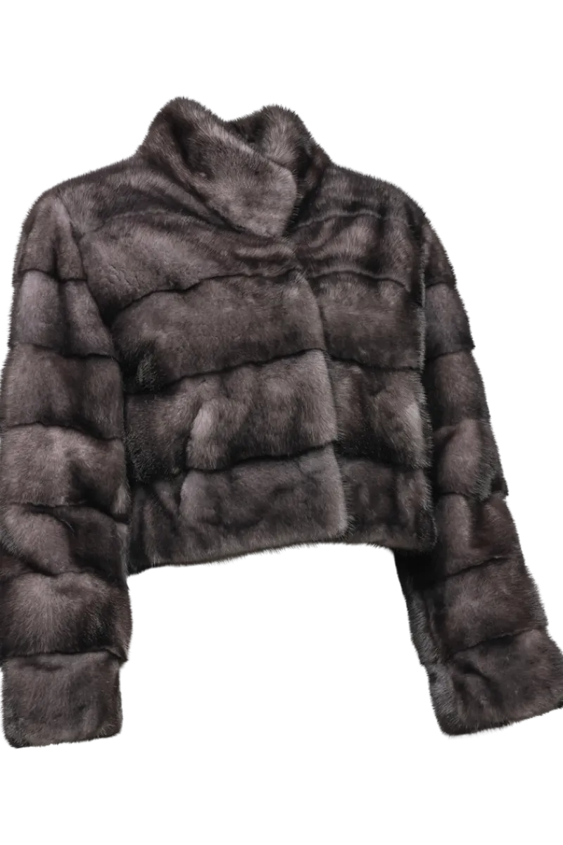 Discount Natural Dark Blue Iris Mink Fur Bolero Jacket Women Fur Jackets