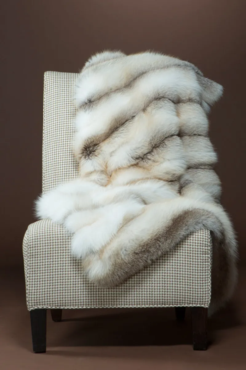 Best Natural Golden Island Shadow Fox Fur Throw Women Home Decor|Home Decor