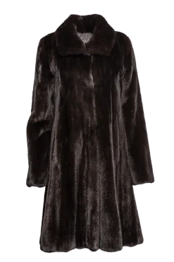 Online Natural Mid-Length Mink Fur Coat - Wing Collar - Straight Sleeve Women Mink|Fur Coats