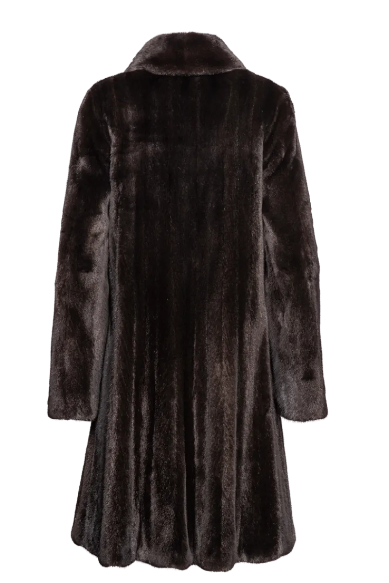 Online Natural Mid-Length Mink Fur Coat - Wing Collar - Straight Sleeve Women Mink|Fur Coats