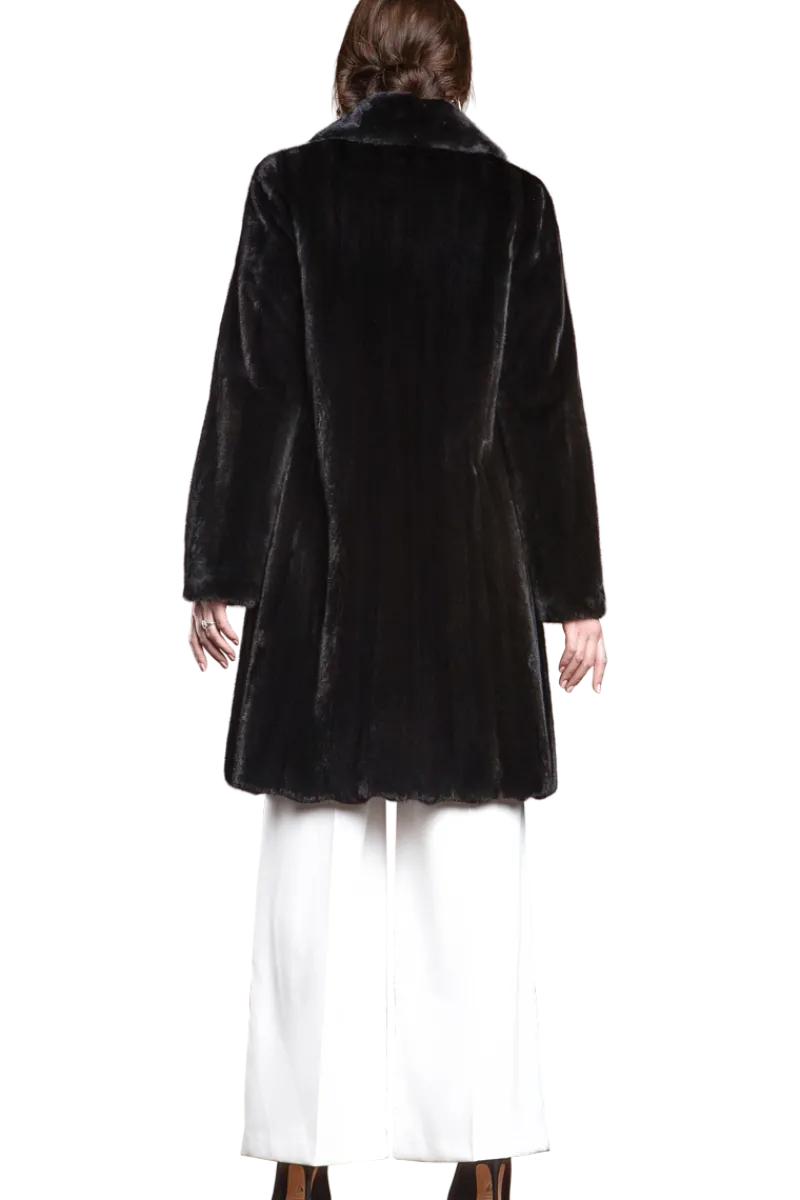 Online Natural Mid-Length Mink Fur Coat - Wing Collar - Straight Sleeve Women Mink|Fur Coats