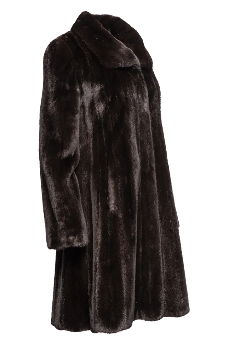 Online Natural Mid-Length Mink Fur Coat - Wing Collar - Straight Sleeve Women Mink|Fur Coats