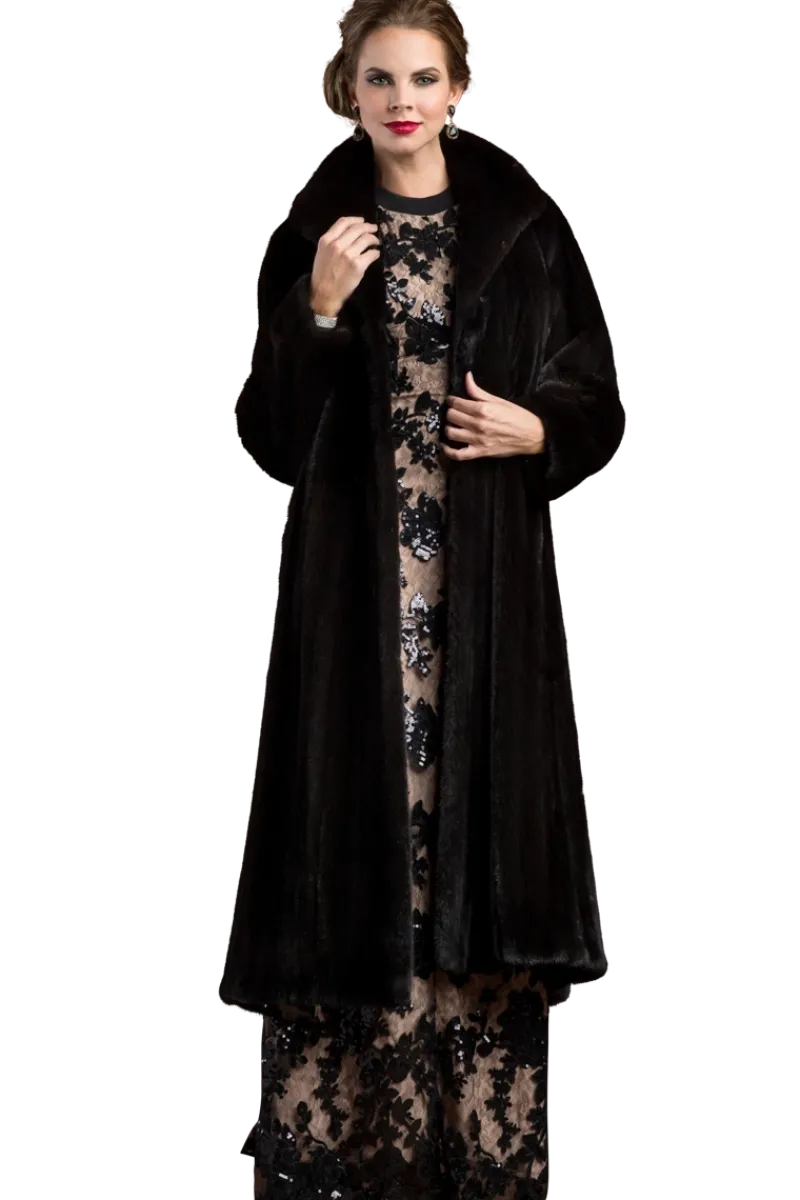 Sale Natural Mink Fur Coat - Wing Collar - Straight Sleeve Women Plus Size Furs|Fur Coats