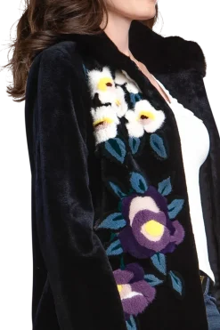 Sale Navy Floral Sheared Mink Fur Jacket Women Fur Jackets