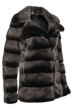 New Horizontal Mink Fur Jacket - Notch Collar Women Fur Jackets