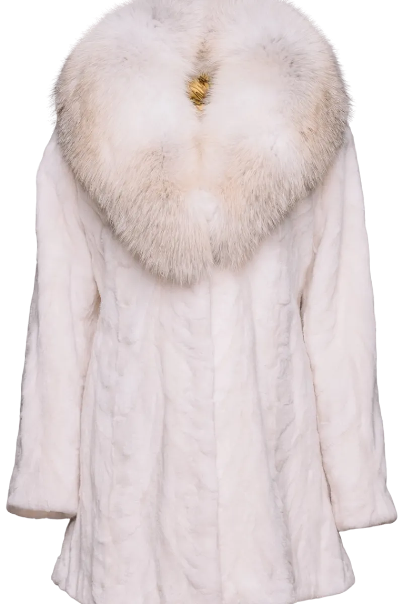 Online Sheared Mink Sections Fur Jacket - Golden Island Fox Fur Collar Women Fox|Mink