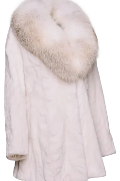 Online Sheared Mink Sections Fur Jacket - Golden Island Fox Fur Collar Women Fox|Mink