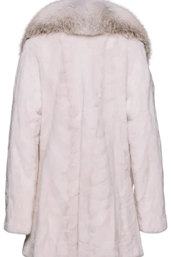 Online Sheared Mink Sections Fur Jacket - Golden Island Fox Fur Collar Women Fox|Mink