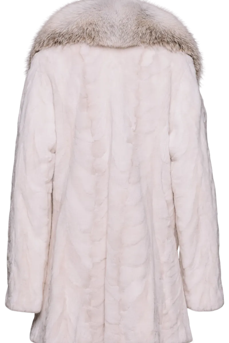Online Sheared Mink Sections Fur Jacket - Golden Island Fox Fur Collar Women Fox|Mink