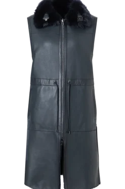 Sale Pepita Reversible Leather & Shearling Vest Women Lamb