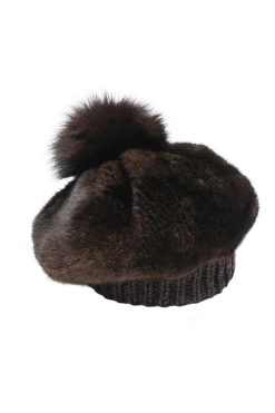 Sale Perforated Mink Beanie Hat-Mink Fur Pom Pom Women Hats|Mink