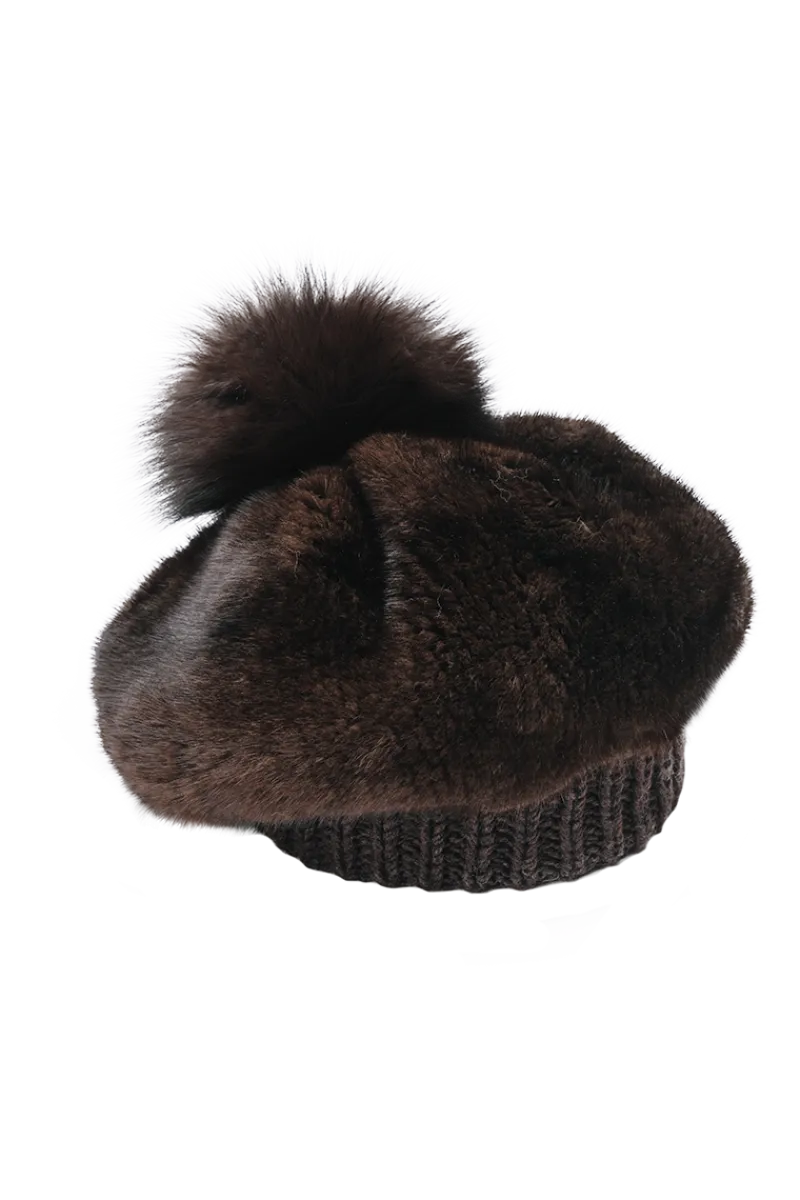 Sale Perforated Mink Beanie Hat-Mink Fur Pom Pom Women Hats|Mink