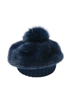 Sale Perforated Mink Beanie Hat-Mink Fur Pom Pom Women Hats|Mink