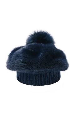 Sale Perforated Mink Beanie Hat-Mink Fur Pom Pom Women Hats|Mink