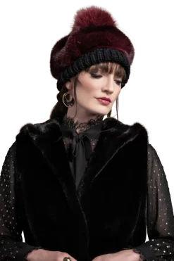 Sale Perforated Mink Beanie Hat-Mink Fur Pom Pom Women Hats|Mink