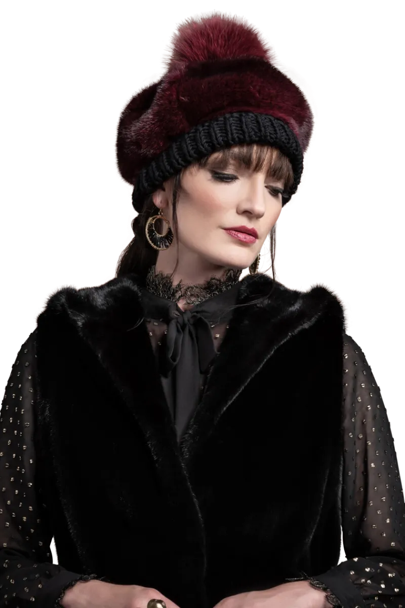 Sale Perforated Mink Beanie Hat-Mink Fur Pom Pom Women Hats|Mink
