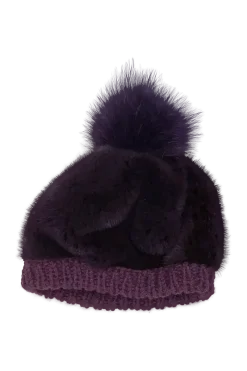 Sale Perforated Mink Beanie Hat-Mink Fur Pom Pom Women Hats|Mink